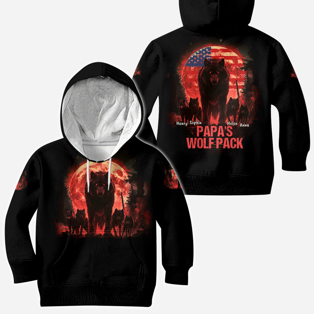 Papa Wolf Pack - Personalized Father All Over Shirt