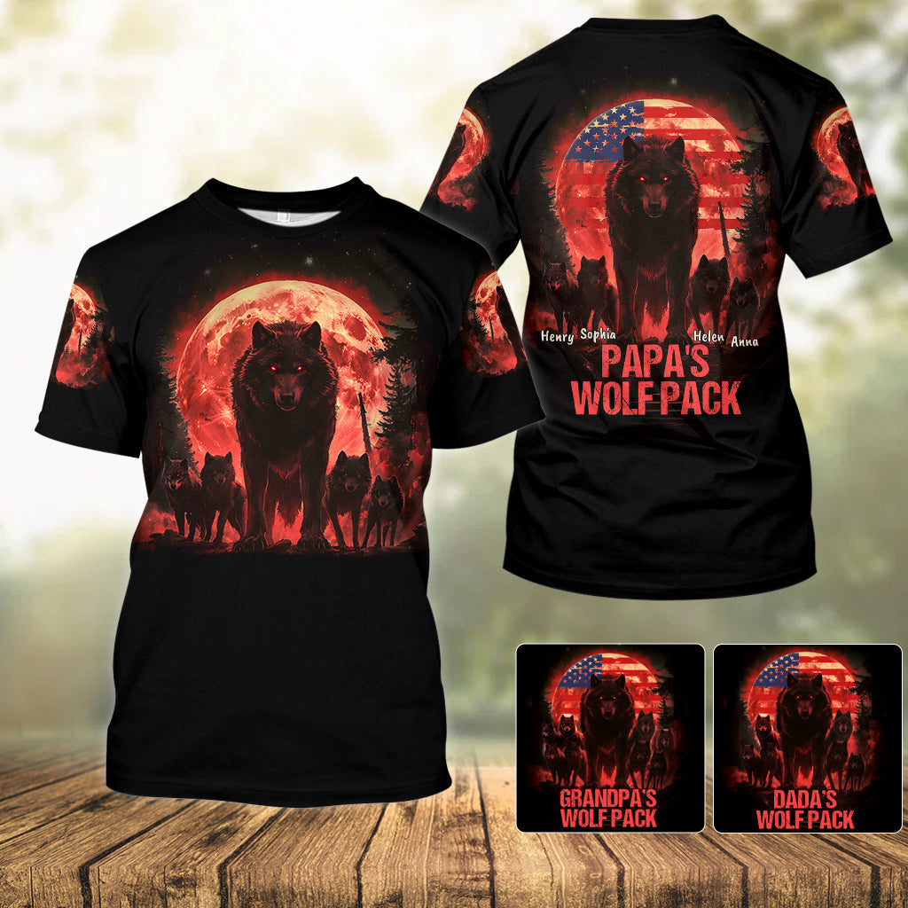 Papa Wolf Pack - Personalized Father All Over Shirt