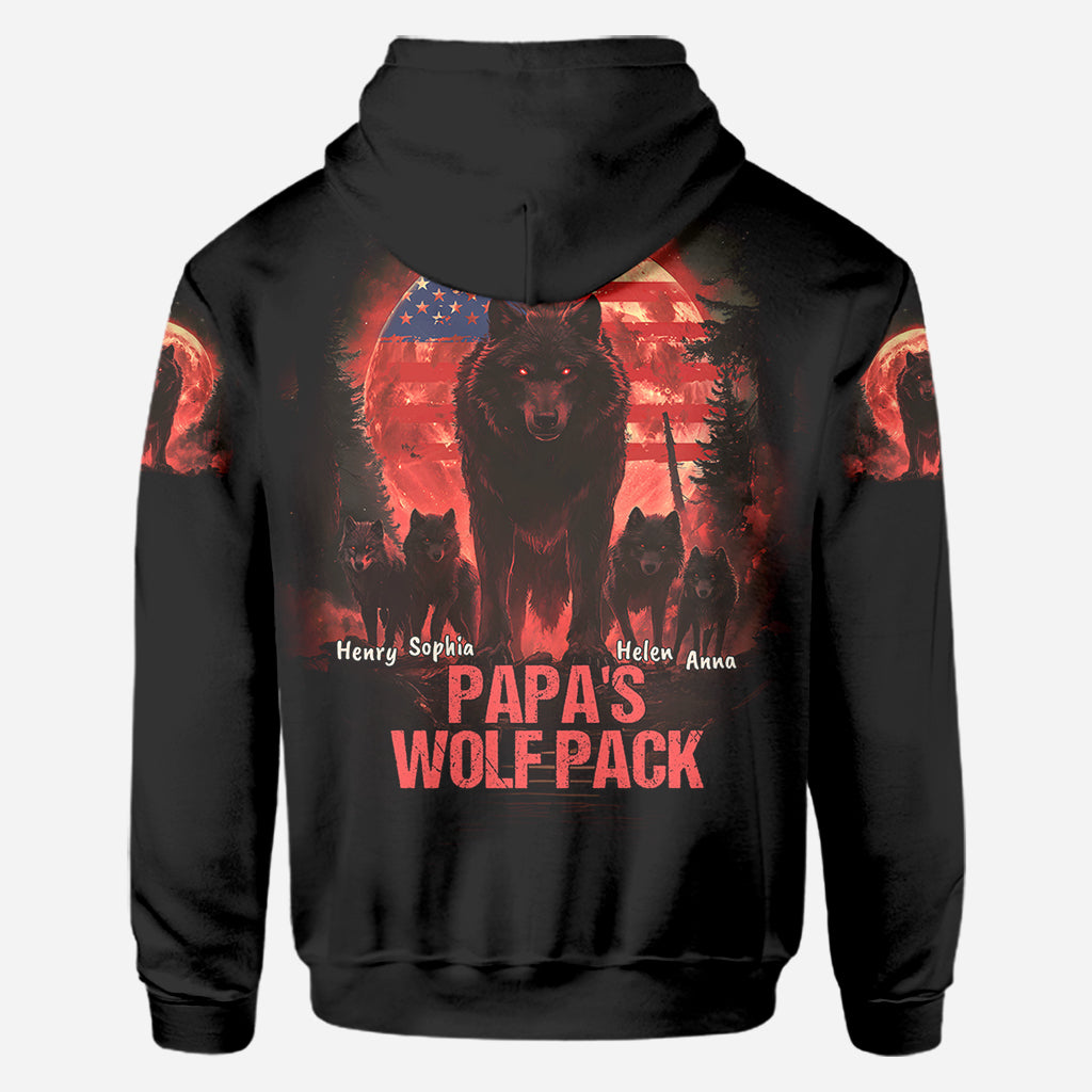 Papa Wolf Pack - Personalized Father All Over Shirt