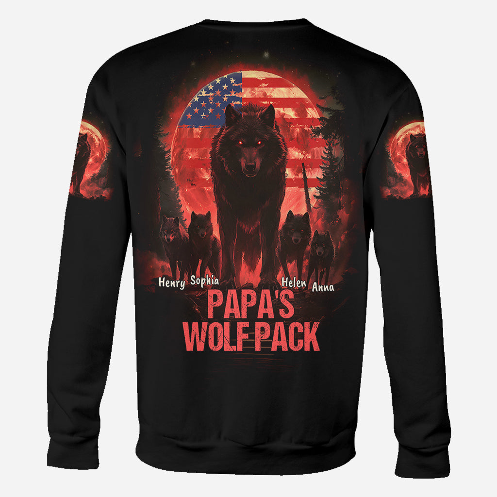 Papa Wolf Pack - Personalized Father All Over Shirt