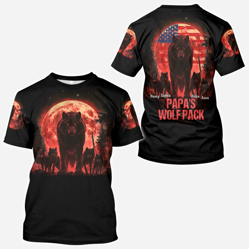 Papa Wolf Pack - Personalized Father All Over Shirt