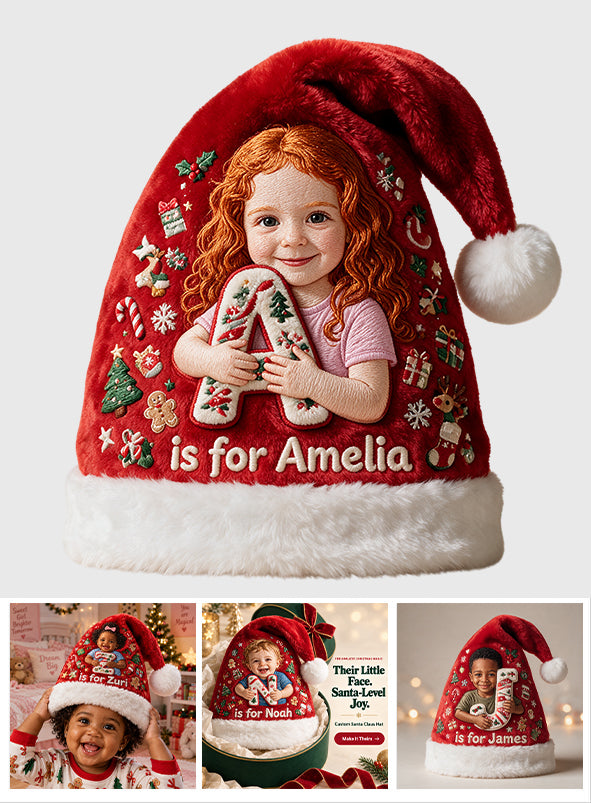 Little Initial Christmas Dreams - Personalized Kid Santa Claus Hat
