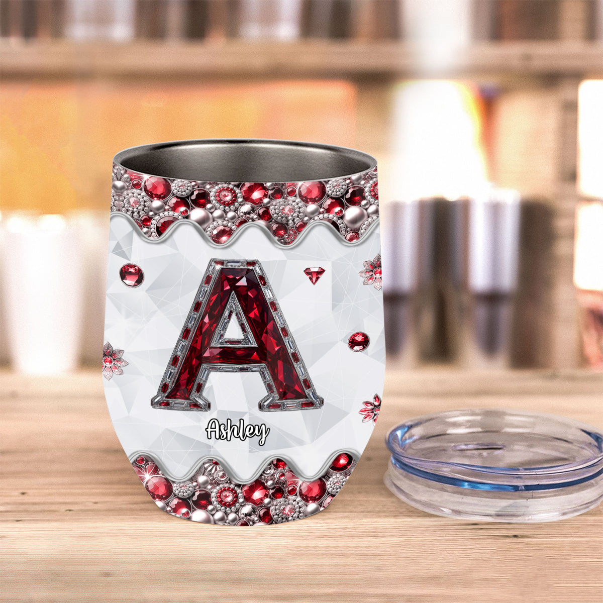 Personalisierter Weinbecher mit individuellen Initialen für Weinliebhaber