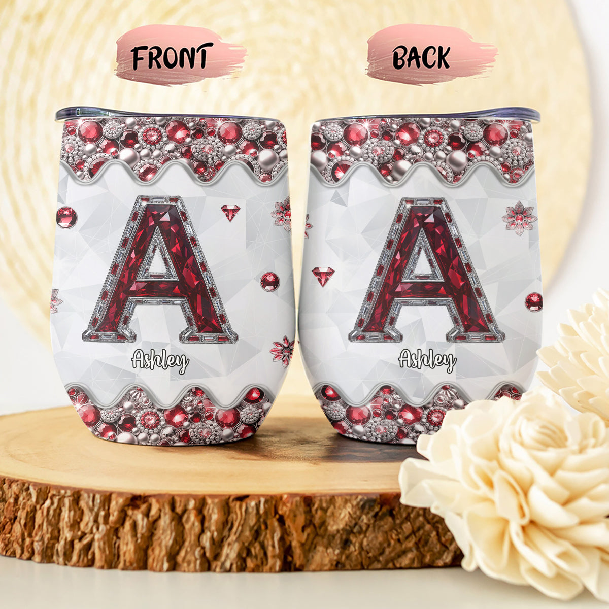 Personalisierter Weinbecher mit individuellen Initialen für Weinliebhaber