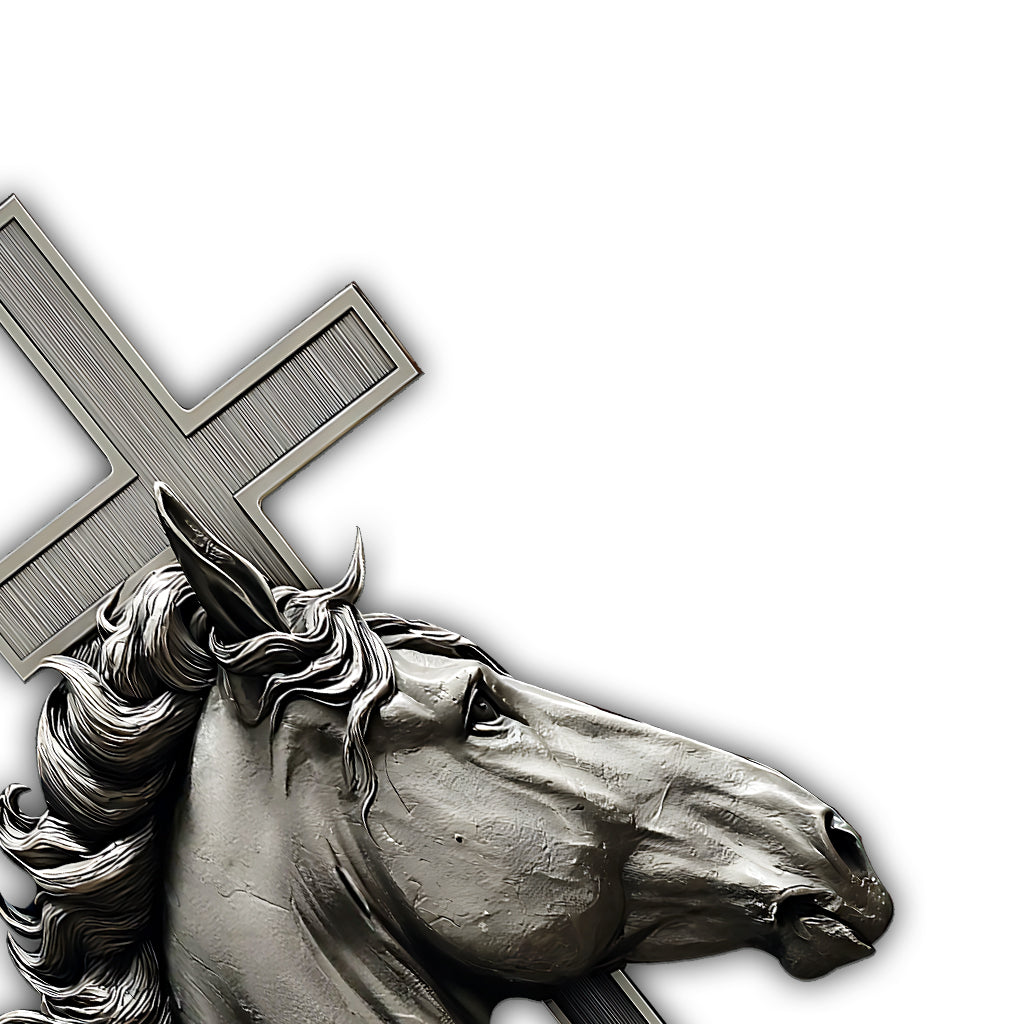 Pferd und Kreuz – Personalisiertes christliches Metallschild