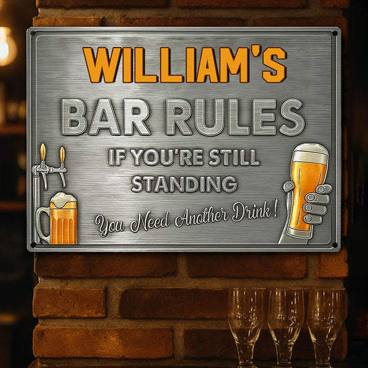 Barregeln - Personalisiertes rechteckiges Metallschild für Bier