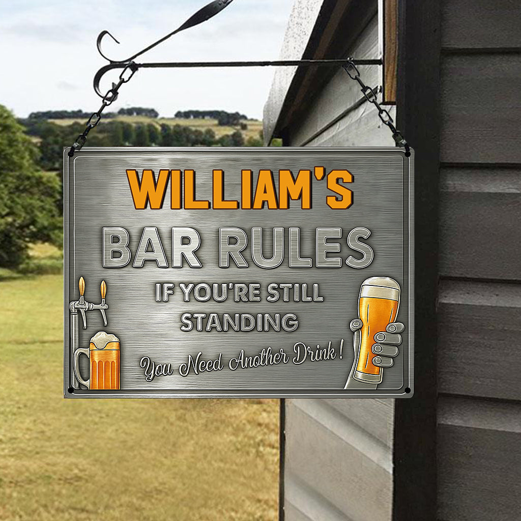 Bar Rules - Personalized Beer Rectangle Metal Sign