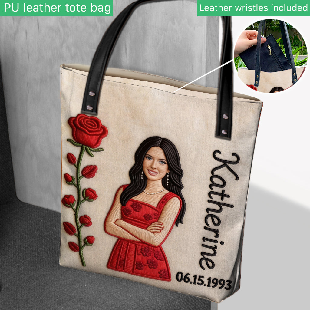 Personalisierte Tragetasche mit Geburtsblume und Foto – Selbstliebe