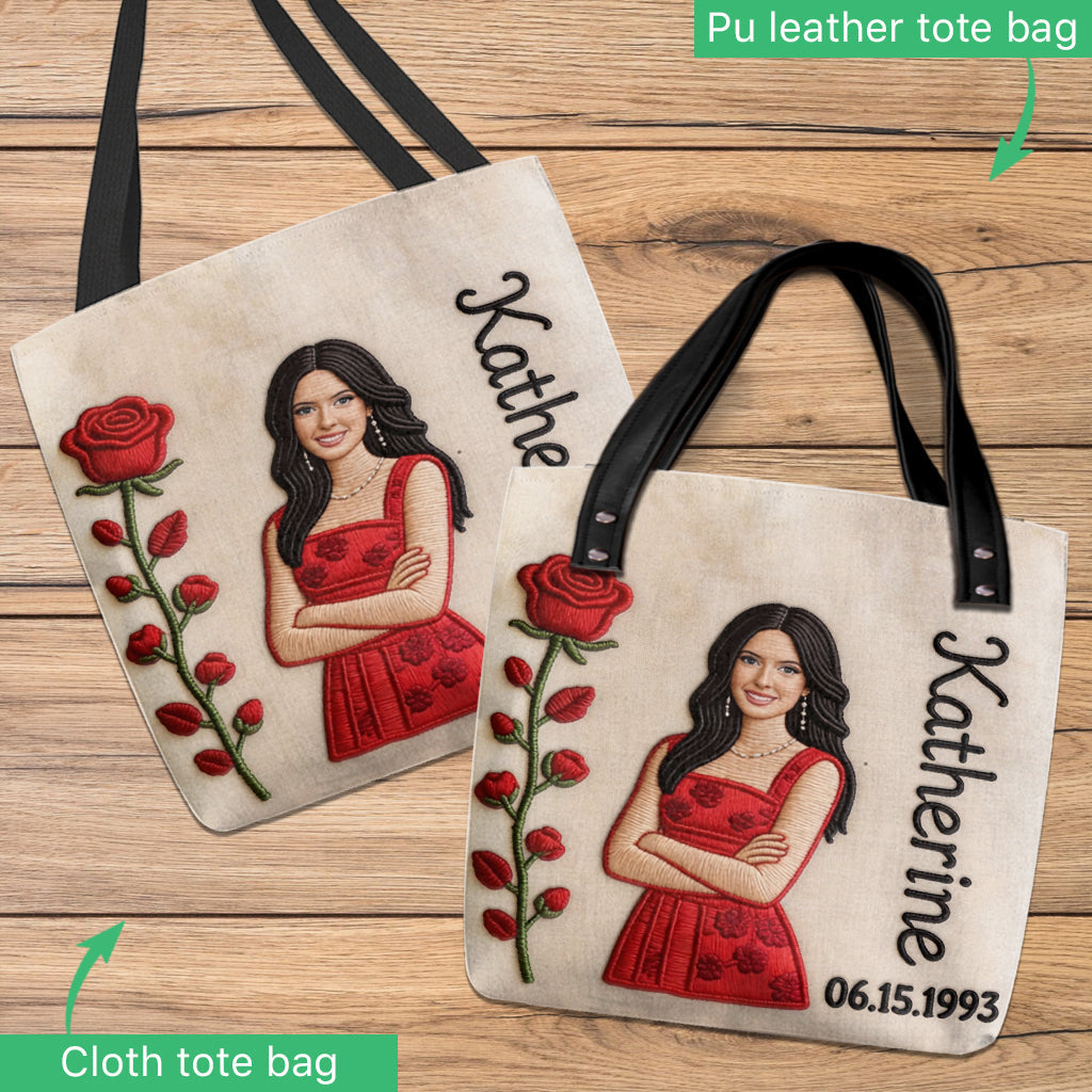 Personalisierte Tragetasche mit Geburtsblume und Foto – Selbstliebe