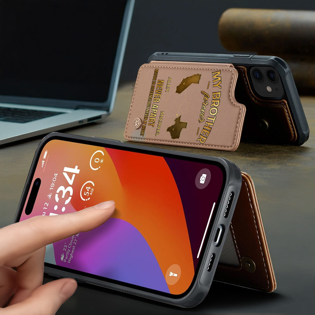 Mein Bruder/Meine Schwester/Mein Sohn... Für immer, nie getrennt. Vielleicht in der Ferne, aber nie im Herzen – Personalisierte Handyhülle mit Geschwistermotiv