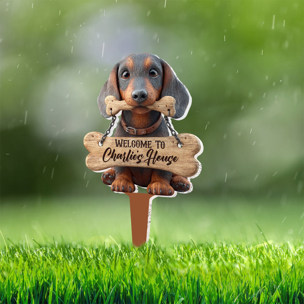 Welcome - Personalized Dachshund Acrylic Garden Sign