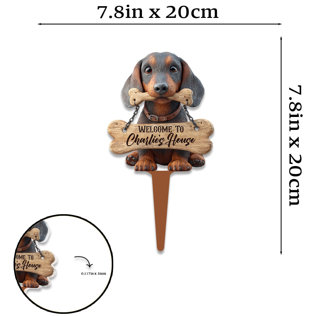 Welcome - Personalized Dachshund Acrylic Garden Sign