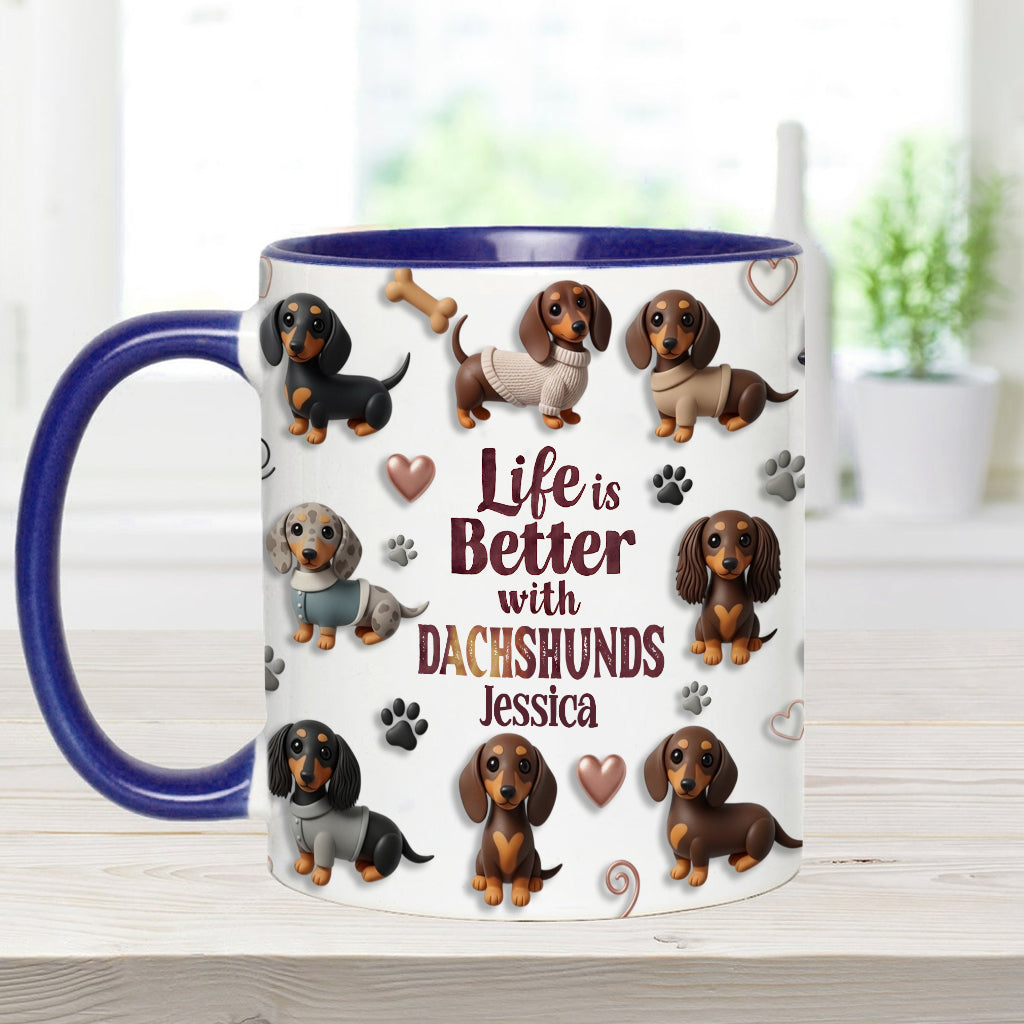 Das Leben ist schöner mit Hunden – personalisierte Tasse mit Hundemotiv