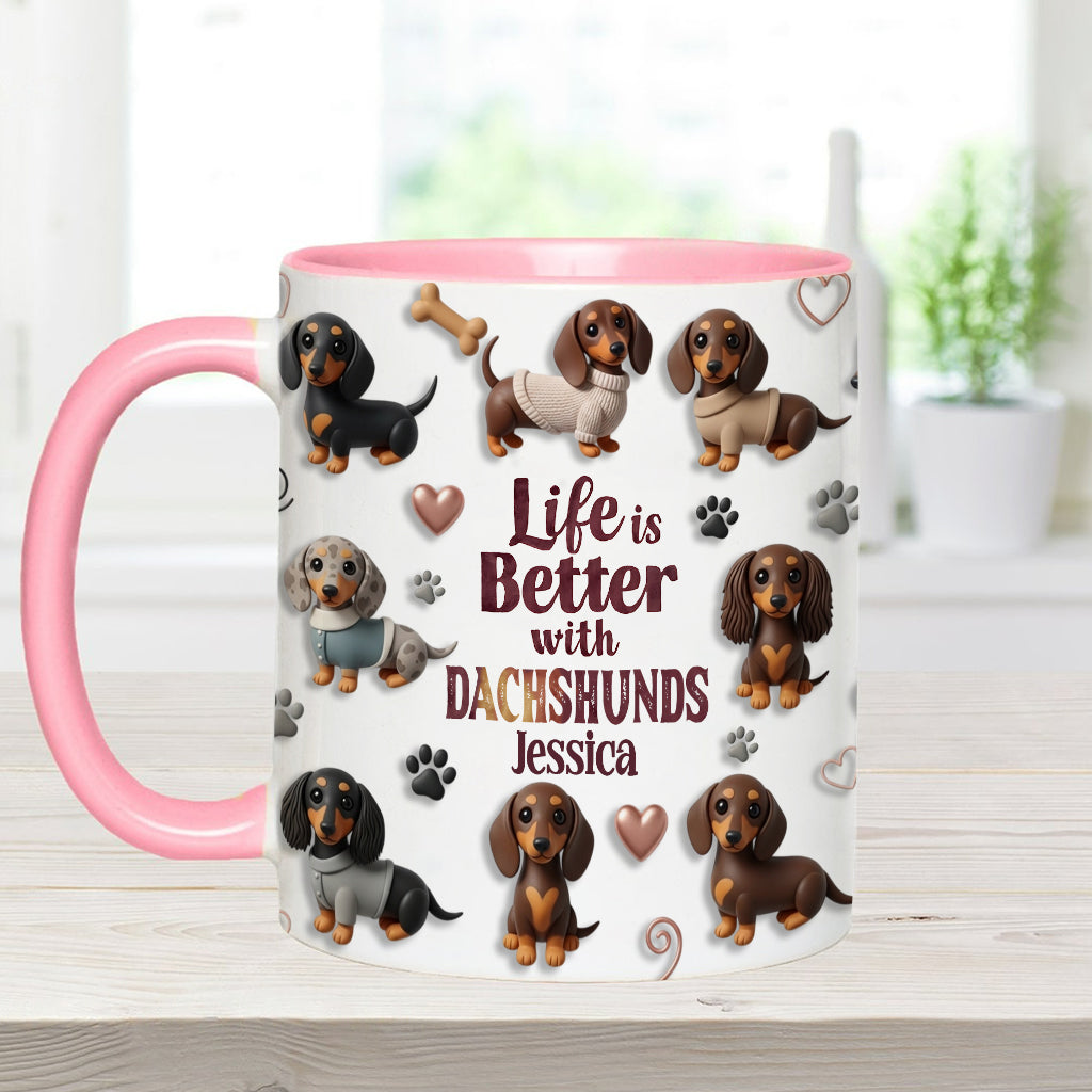 Das Leben ist schöner mit Hunden – personalisierte Tasse mit Hundemotiv