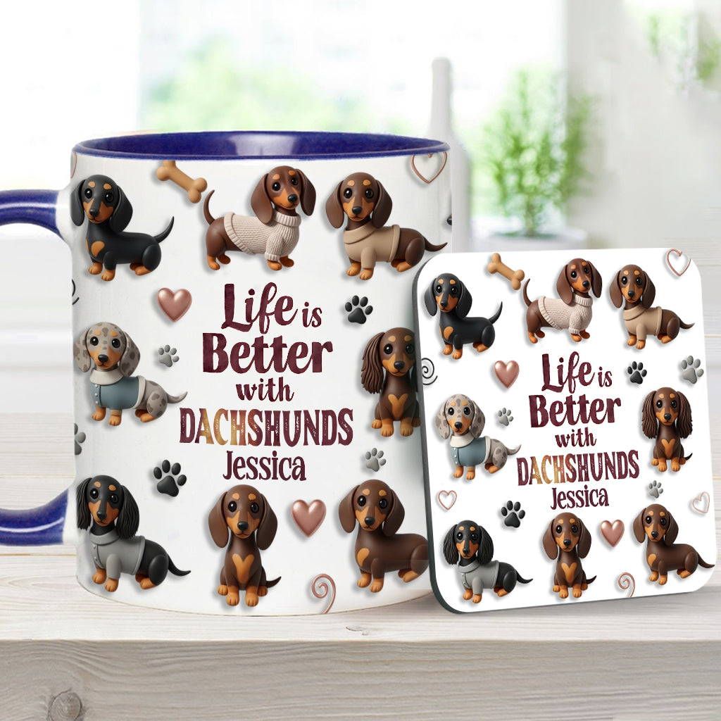 Das Leben ist schöner mit Hunden – personalisierte Tasse mit Hundemotiv