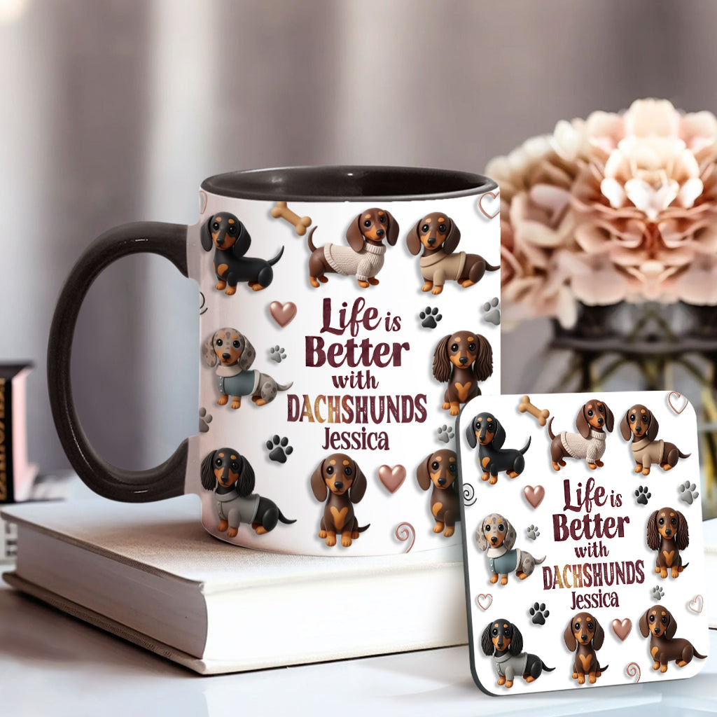 Das Leben ist schöner mit Hunden – personalisierte Tasse mit Hundemotiv