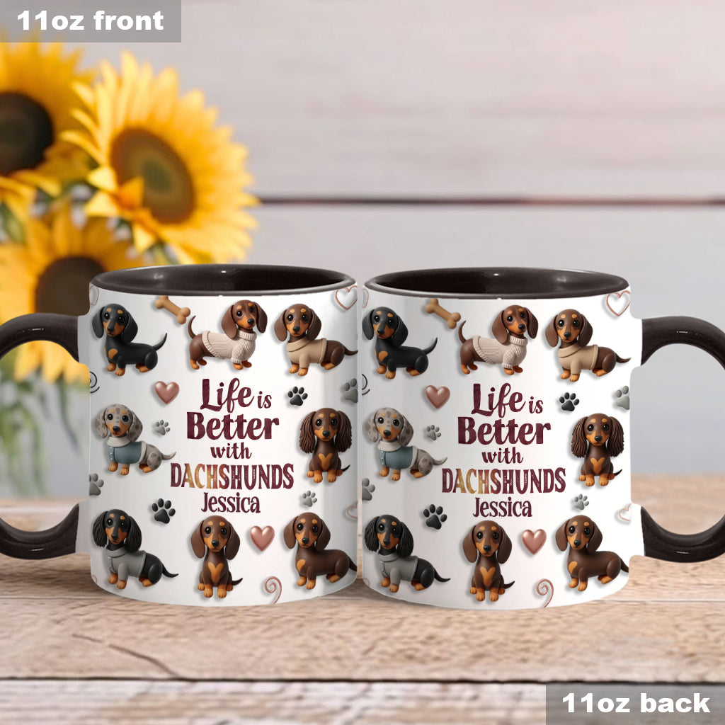 Das Leben ist schöner mit Hunden – personalisierte Tasse mit Hundemotiv