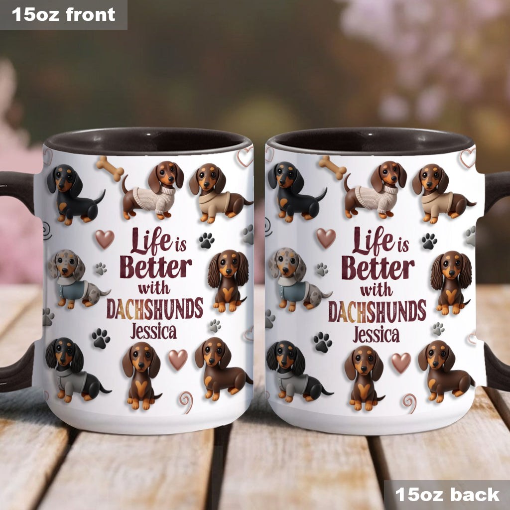 Das Leben ist schöner mit Hunden – personalisierte Tasse mit Hundemotiv