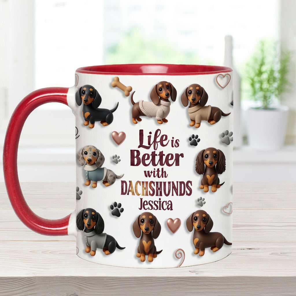 Das Leben ist schöner mit Hunden – personalisierte Tasse mit Hundemotiv
