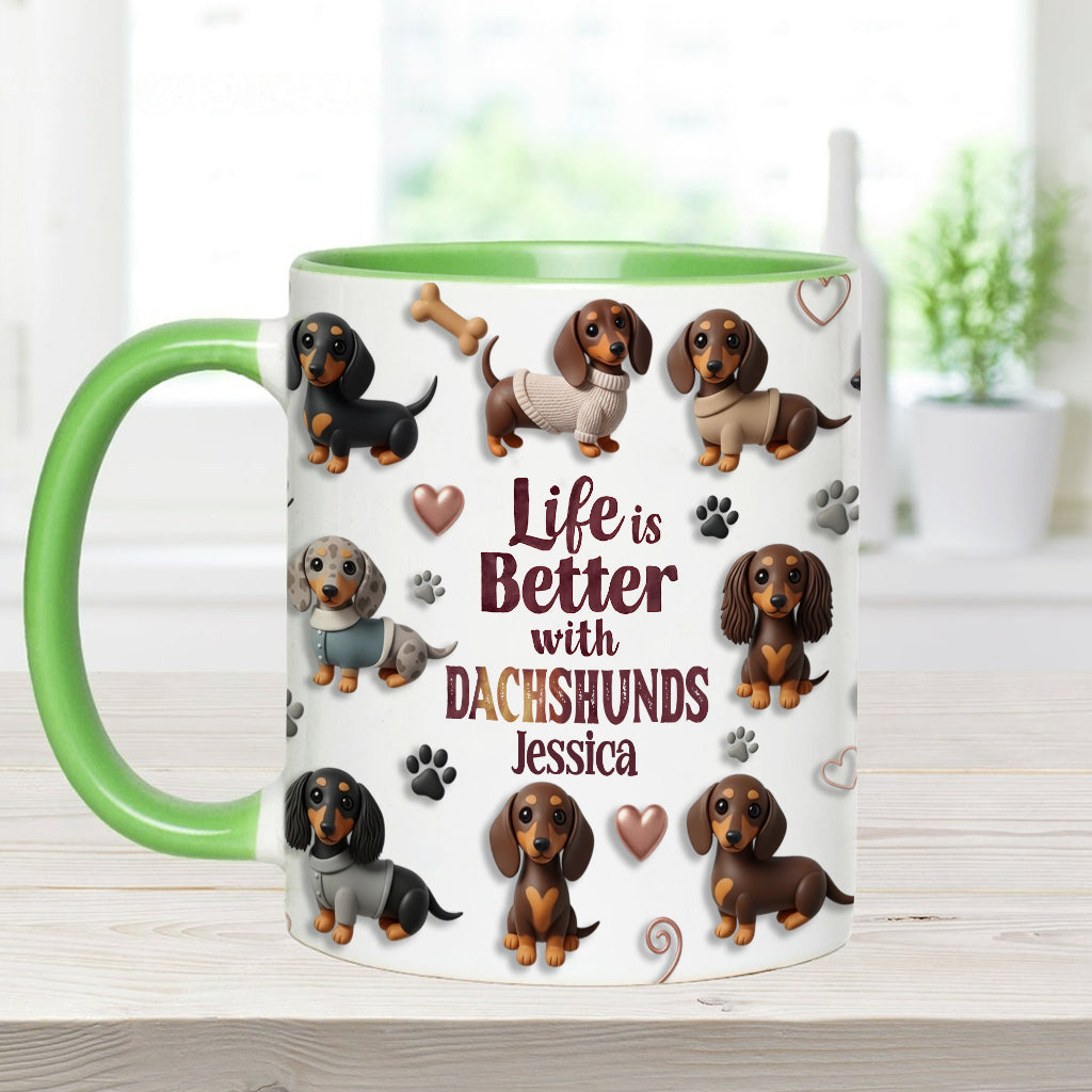 Das Leben ist schöner mit Hunden – personalisierte Tasse mit Hundemotiv