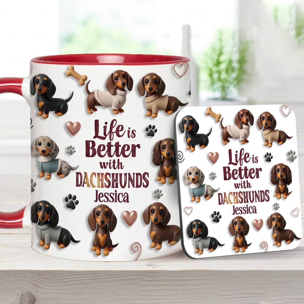 Das Leben ist schöner mit Hunden – personalisierte Tasse mit Hundemotiv