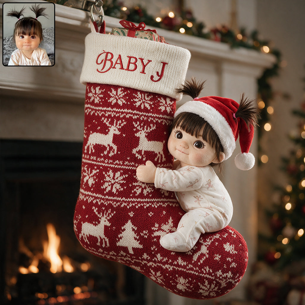 Little Christmas - Personalized Kid Shaped Christmas Stocking