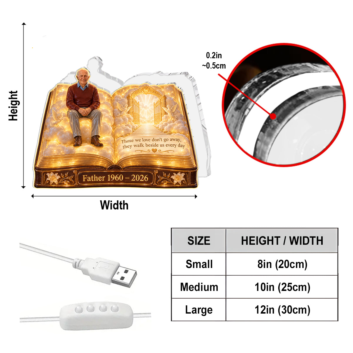 Personalisierte Gedenkgeschenk, Ein Schönes Andenken für einen Geliebten - Personalisierte Gedenk-Acryl-LED-Nachtlicht