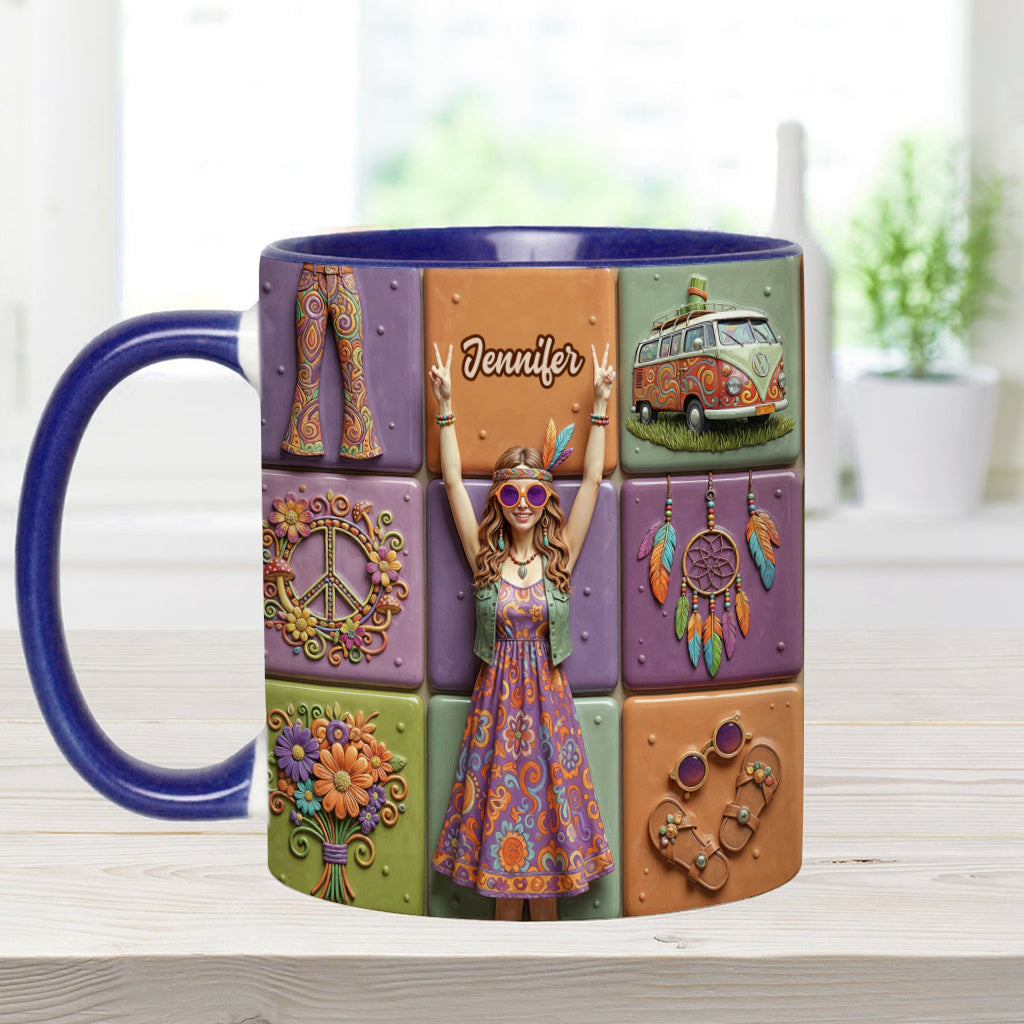 Frieden, Liebe, Hippie-Leben – personalisierte Hippie-Tasse