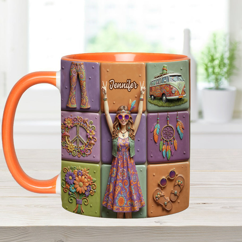 Frieden, Liebe, Hippie-Leben – personalisierte Hippie-Tasse