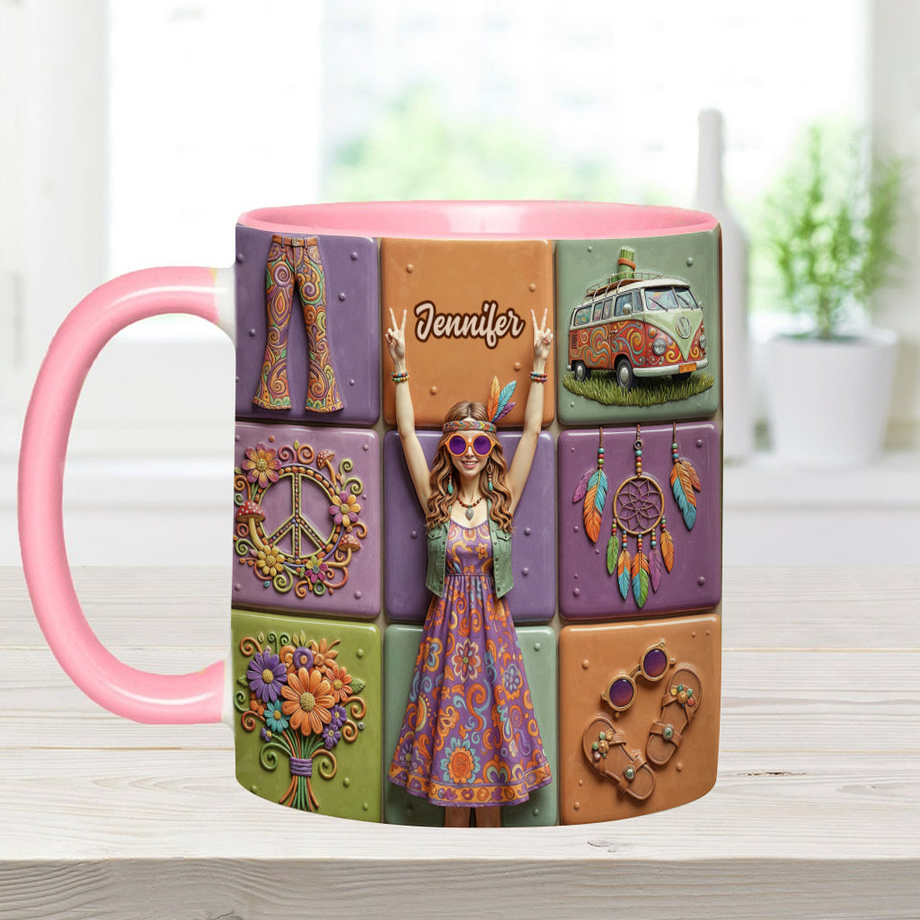 Frieden, Liebe, Hippie-Leben – personalisierte Hippie-Tasse