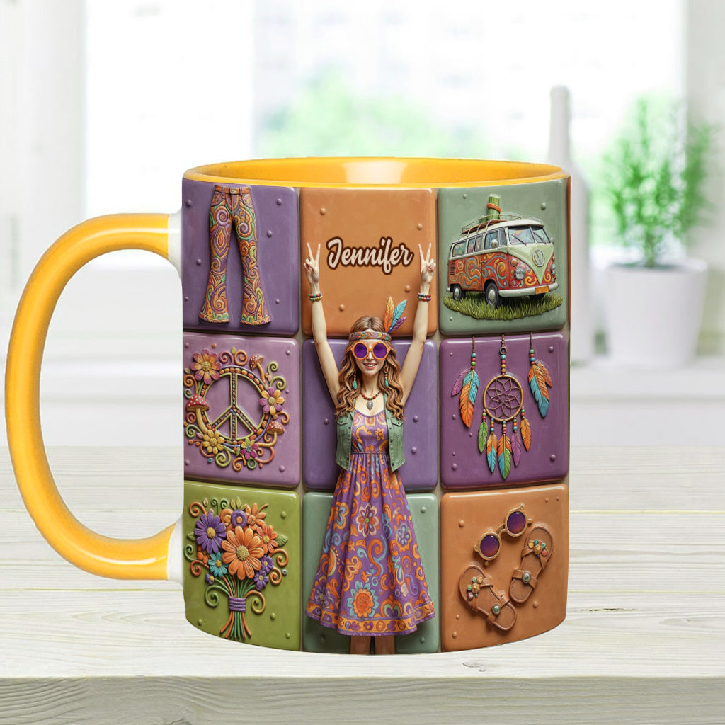 Frieden, Liebe, Hippie-Leben – personalisierte Hippie-Tasse