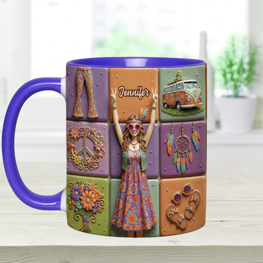 Frieden, Liebe, Hippie-Leben – personalisierte Hippie-Tasse