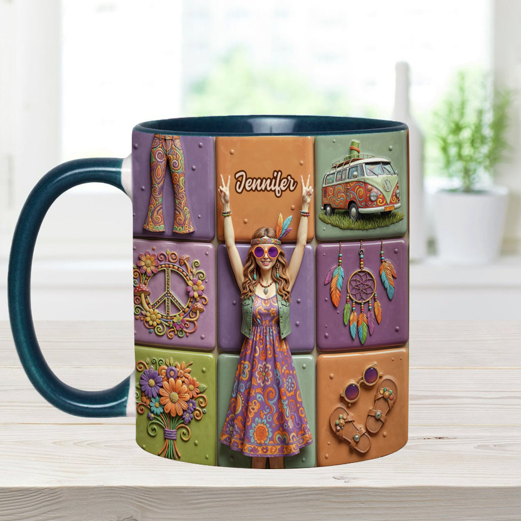 Frieden, Liebe, Hippie-Leben – personalisierte Hippie-Tasse