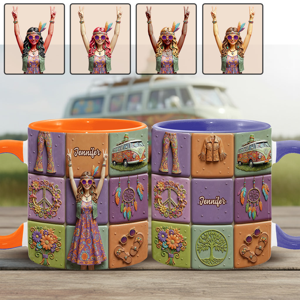 Frieden, Liebe, Hippie-Leben – personalisierte Hippie-Tasse