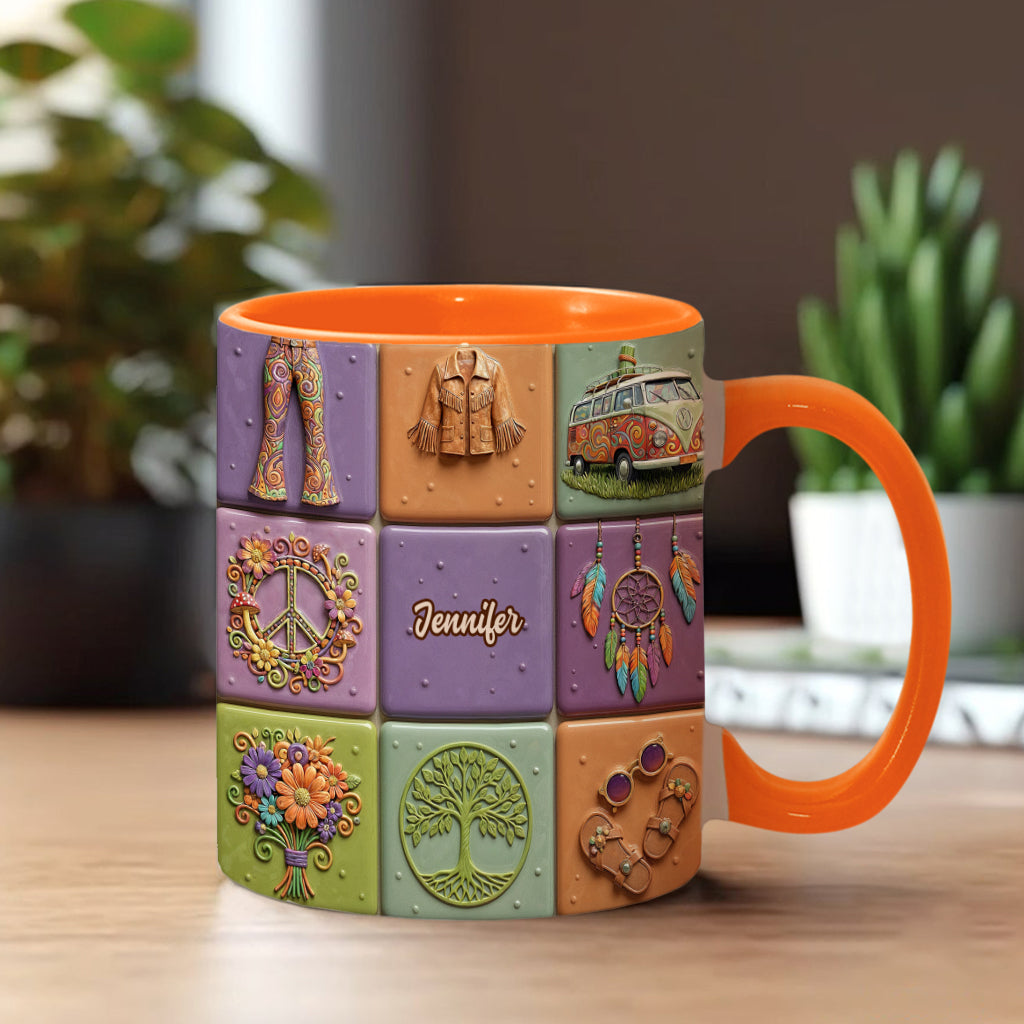Frieden, Liebe, Hippie-Leben – personalisierte Hippie-Tasse