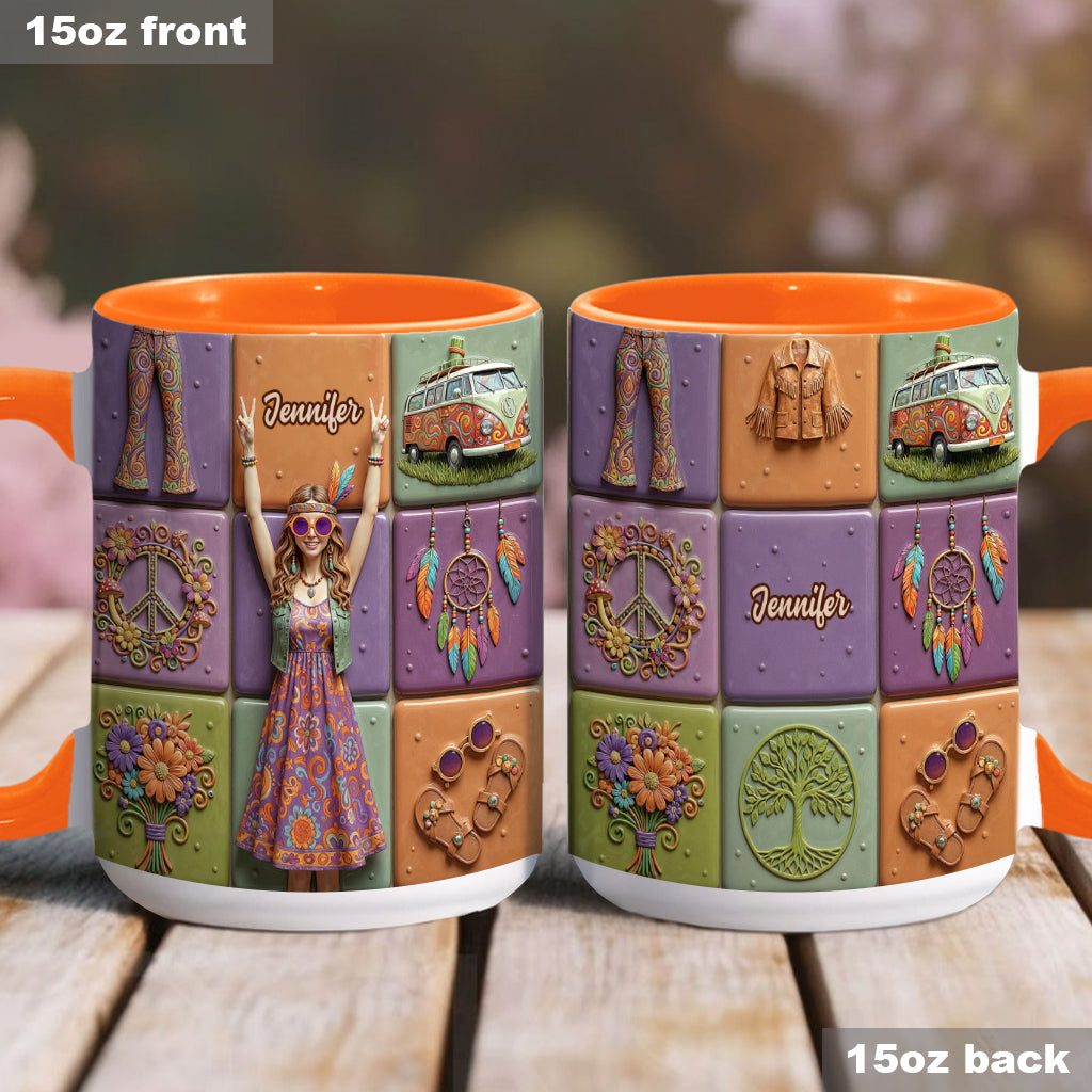 Frieden, Liebe, Hippie-Leben – personalisierte Hippie-Tasse