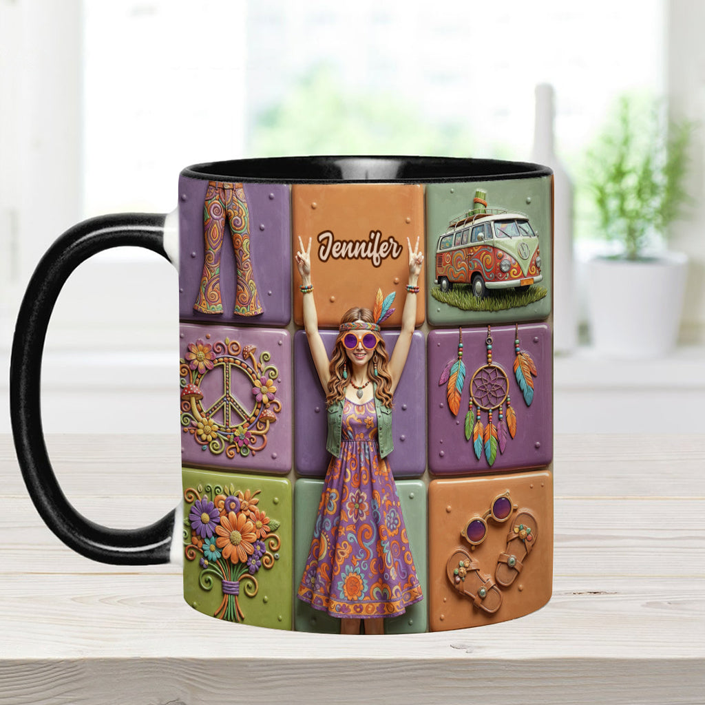 Frieden, Liebe, Hippie-Leben – personalisierte Hippie-Tasse