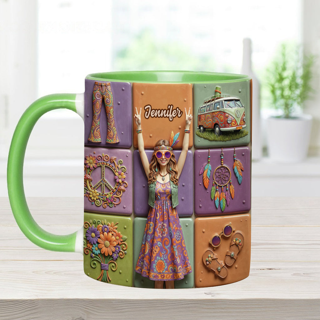 Frieden, Liebe, Hippie-Leben – personalisierte Hippie-Tasse