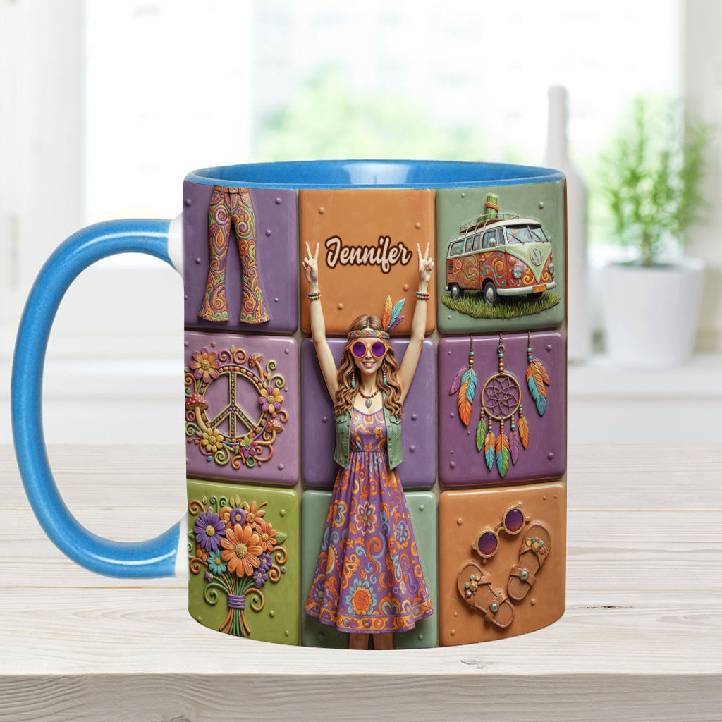 Frieden, Liebe, Hippie-Leben – personalisierte Hippie-Tasse