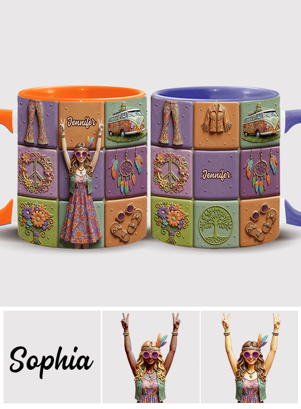 Frieden, Liebe, Hippie-Leben – personalisierte Hippie-Tasse