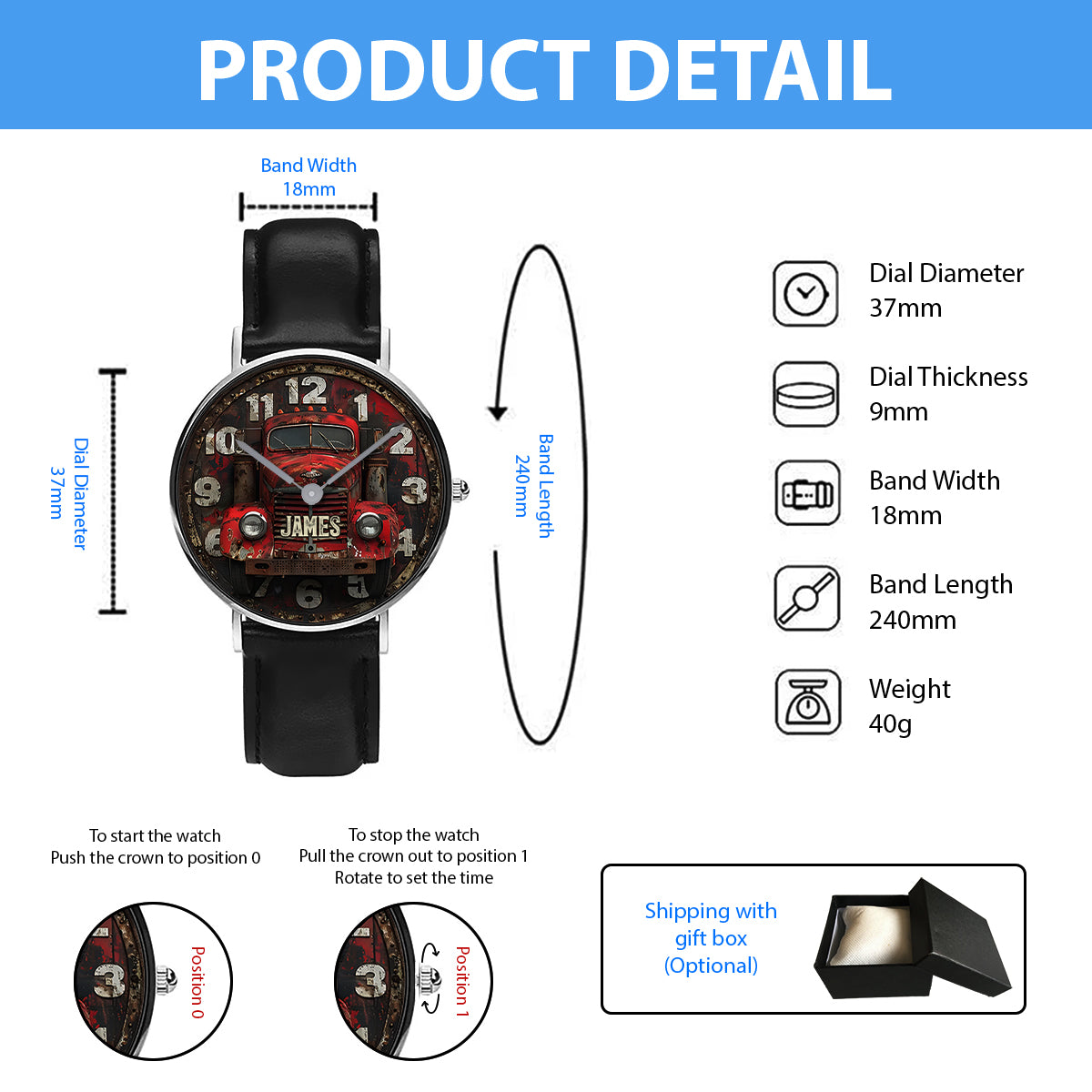 Gift For Trucker - Personalized Trucker Hand Watch