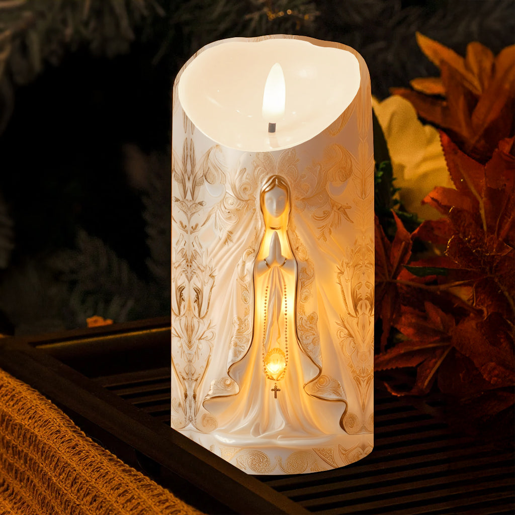 Unsere Liebe Frau – Personalisierte christliche flammenlose Kerze