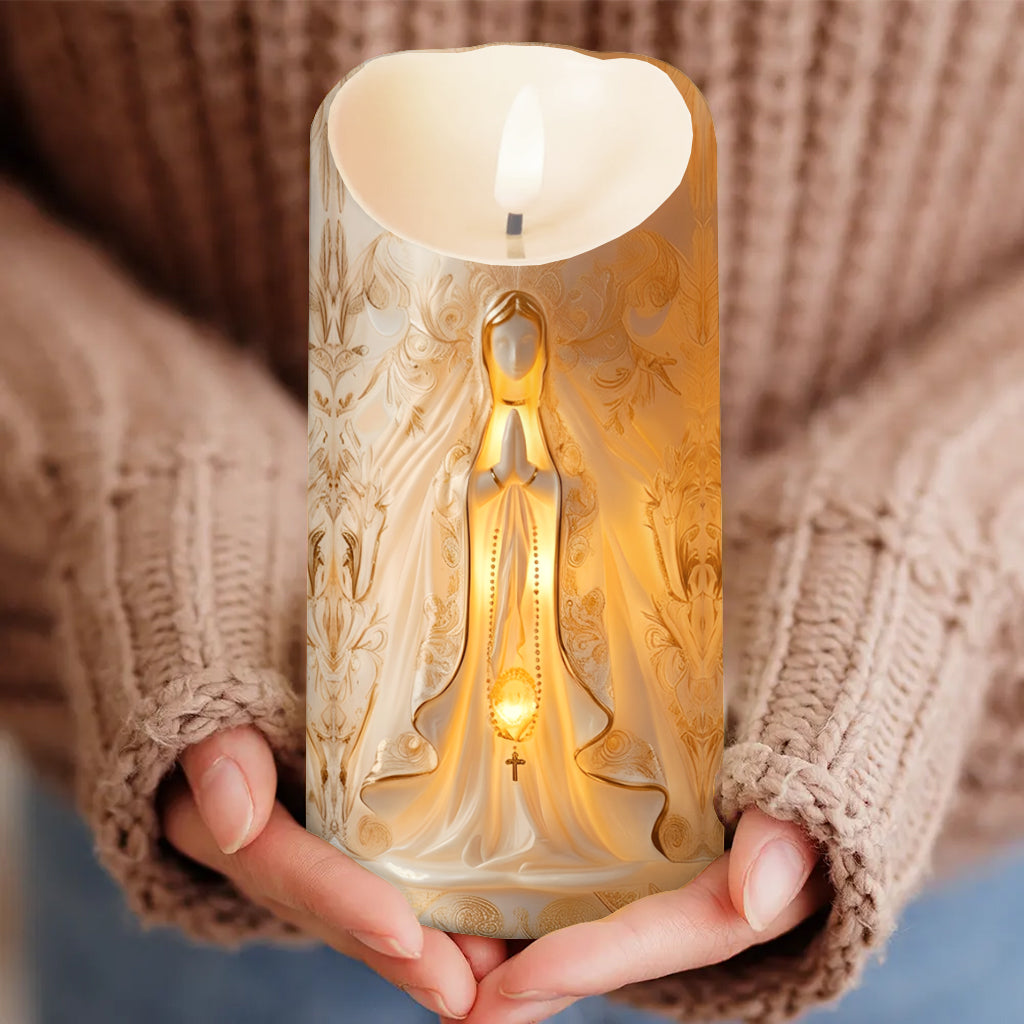 Unsere Liebe Frau – Personalisierte christliche flammenlose Kerze