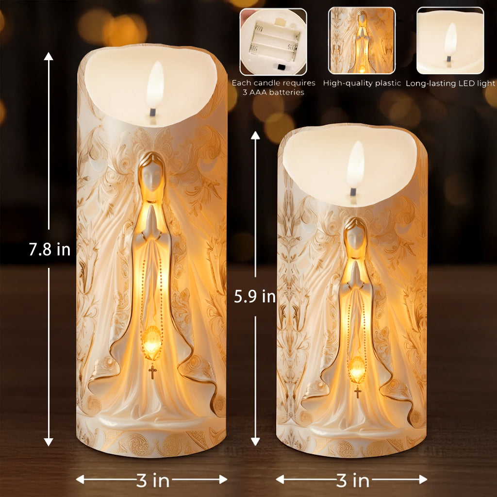 Unsere Liebe Frau – Personalisierte christliche flammenlose Kerze