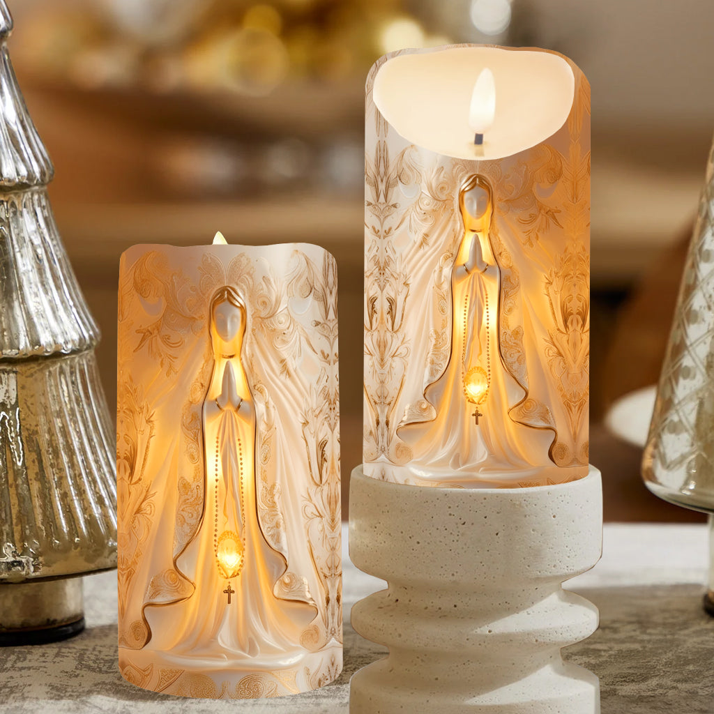 Unsere Liebe Frau – Personalisierte christliche flammenlose Kerze