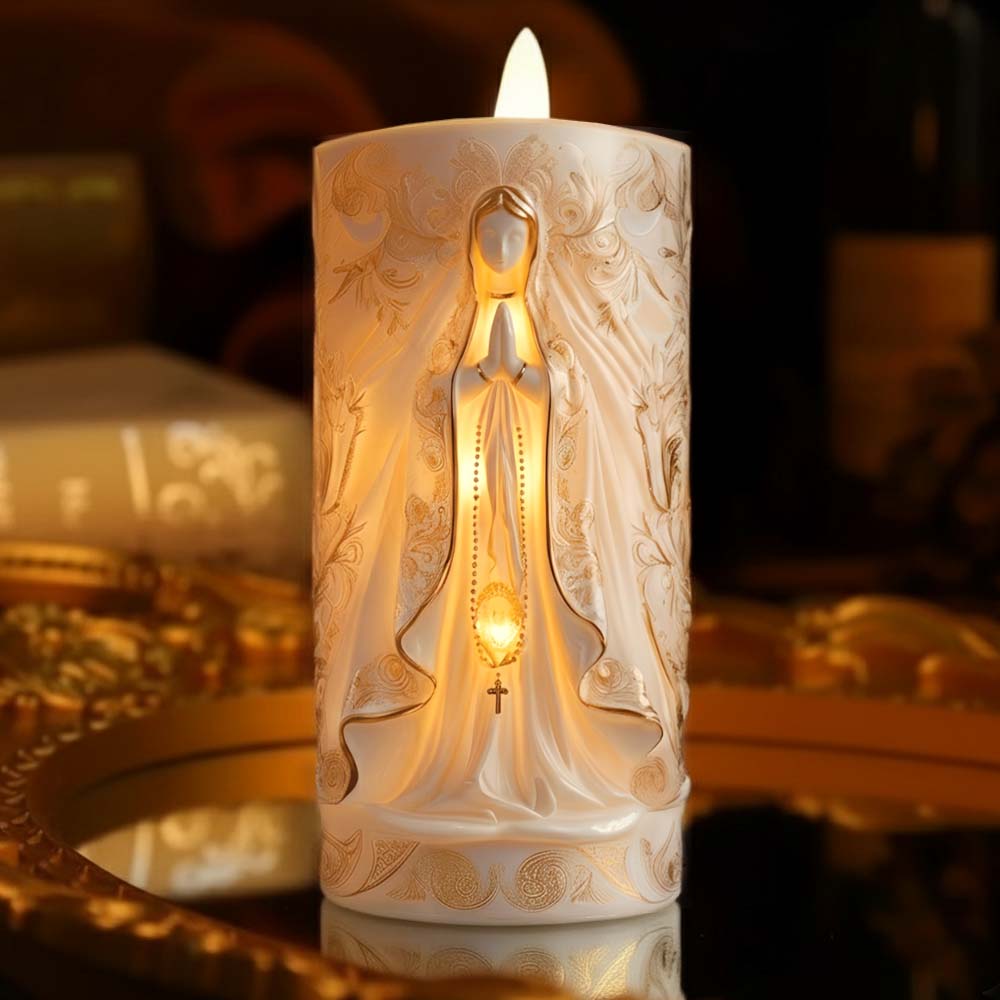 Unsere Liebe Frau – Personalisierte christliche flammenlose Kerze