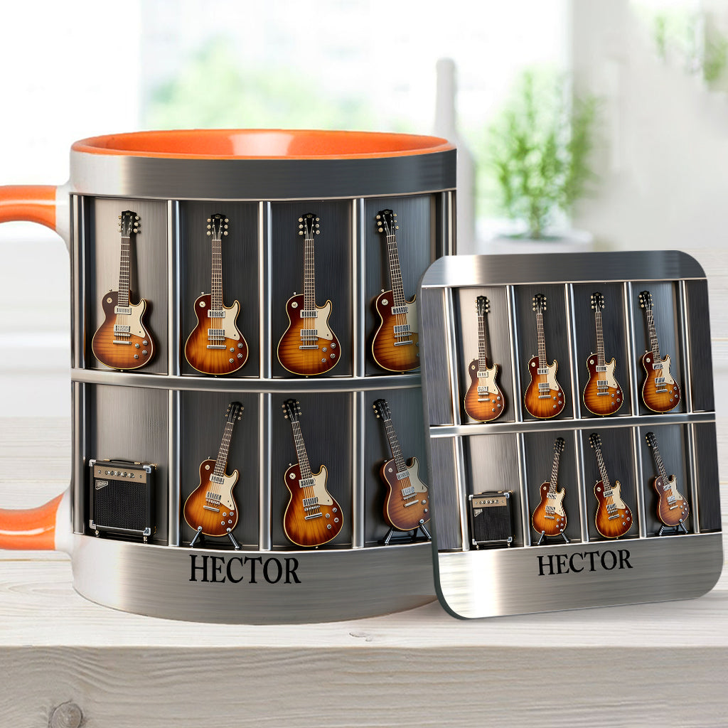 Gitarrist – Personalisierte Tasse und Untersetzer mit Gitarrenmotiv
