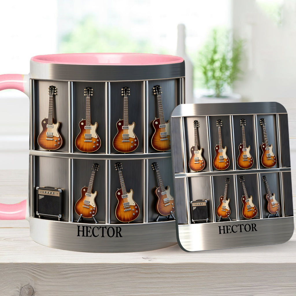 Gitarrist – Personalisierte Tasse und Untersetzer mit Gitarrenmotiv
