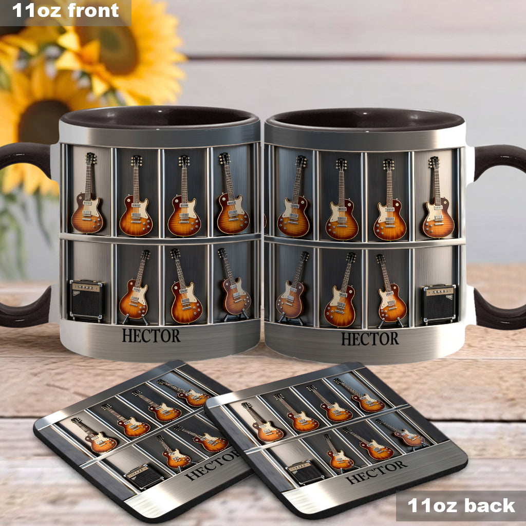 Gitarrist – Personalisierte Tasse und Untersetzer mit Gitarrenmotiv