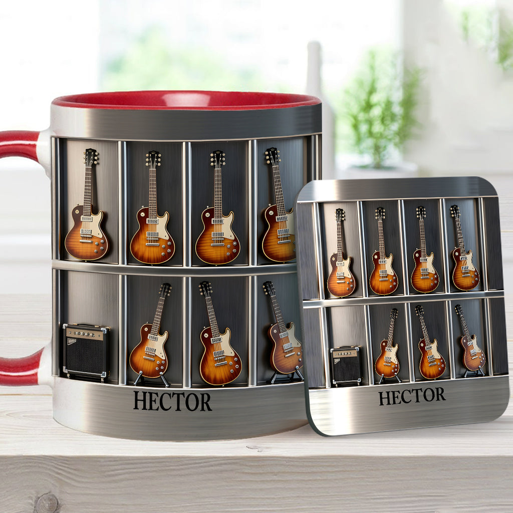 Gitarrist – Personalisierte Tasse und Untersetzer mit Gitarrenmotiv